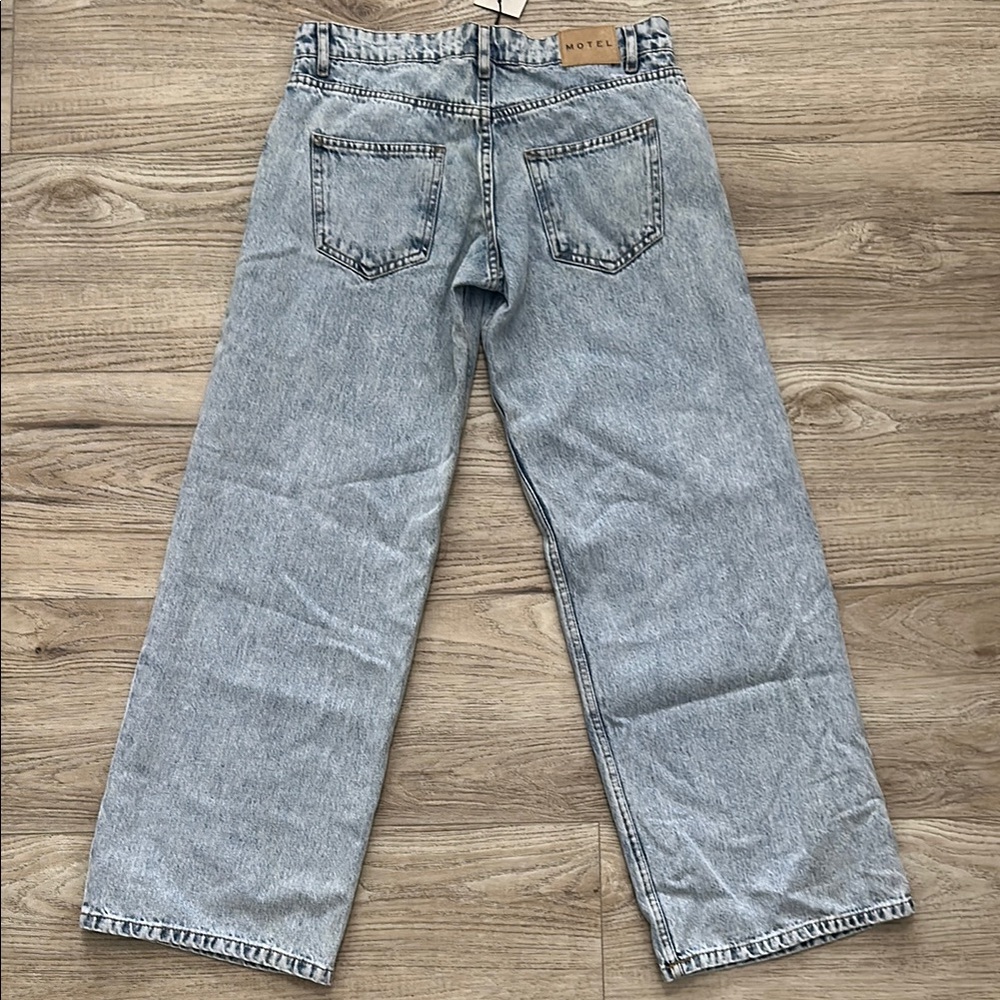 Motel Rocks Light Blue Straight Leg Jeans - Picture 3 of 4